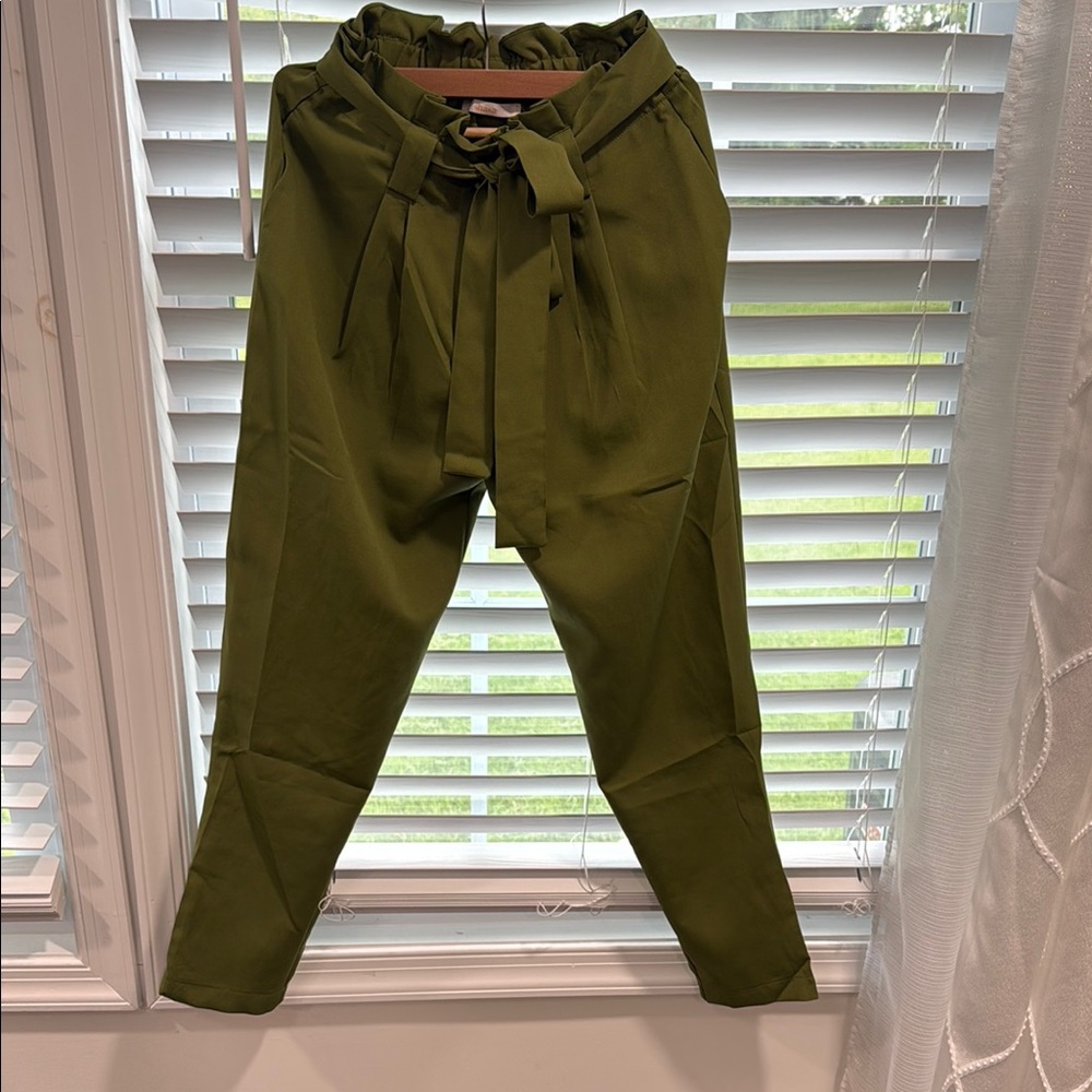 Shasa Forest Green Ruffled Trousers